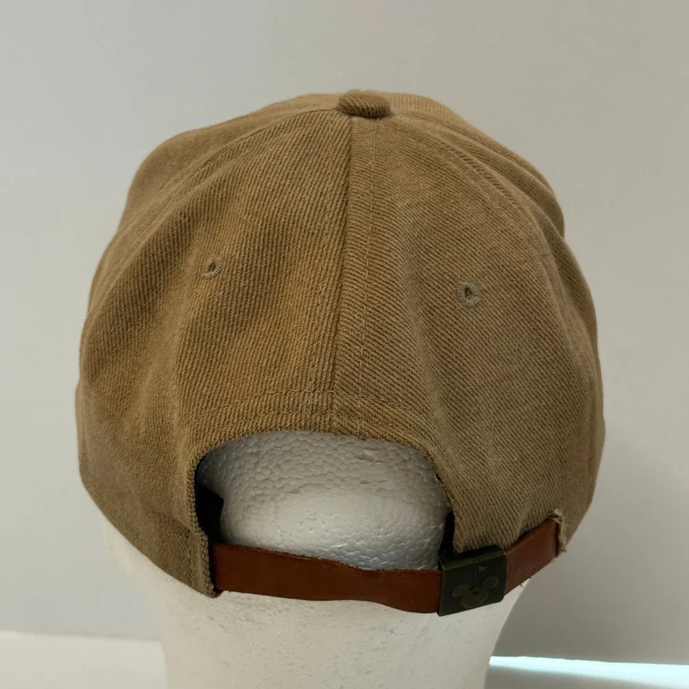Vintage Disney Goofy Golf Hat Tan Twill Adjustable Leather Strap Baseball Cap